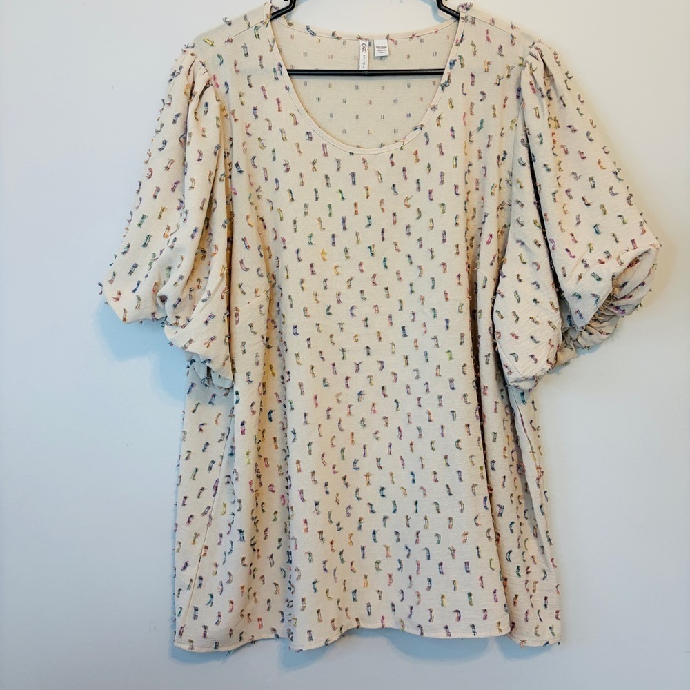 Cato Beige Blouse with Colorful Patterns